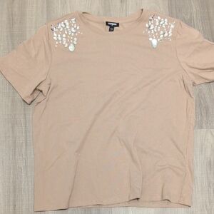 Women's Tan Embellished Top
